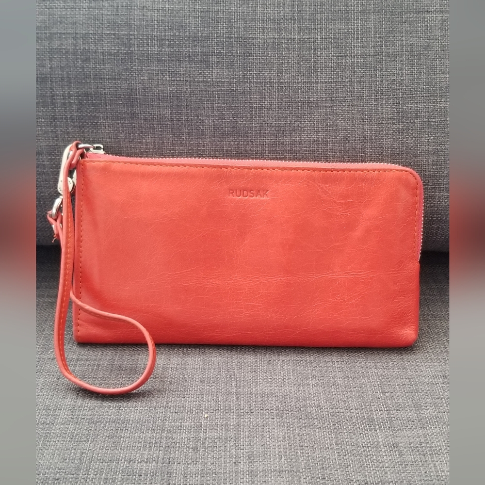 Rudsak red leather wristlet
